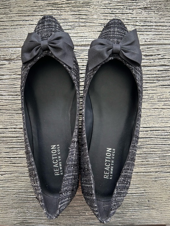 Reaction Kenneth Cole Shoes - Reaction Kenneth Cole Black Tweed Pointed Ballet Flats with Grosgrain Bow